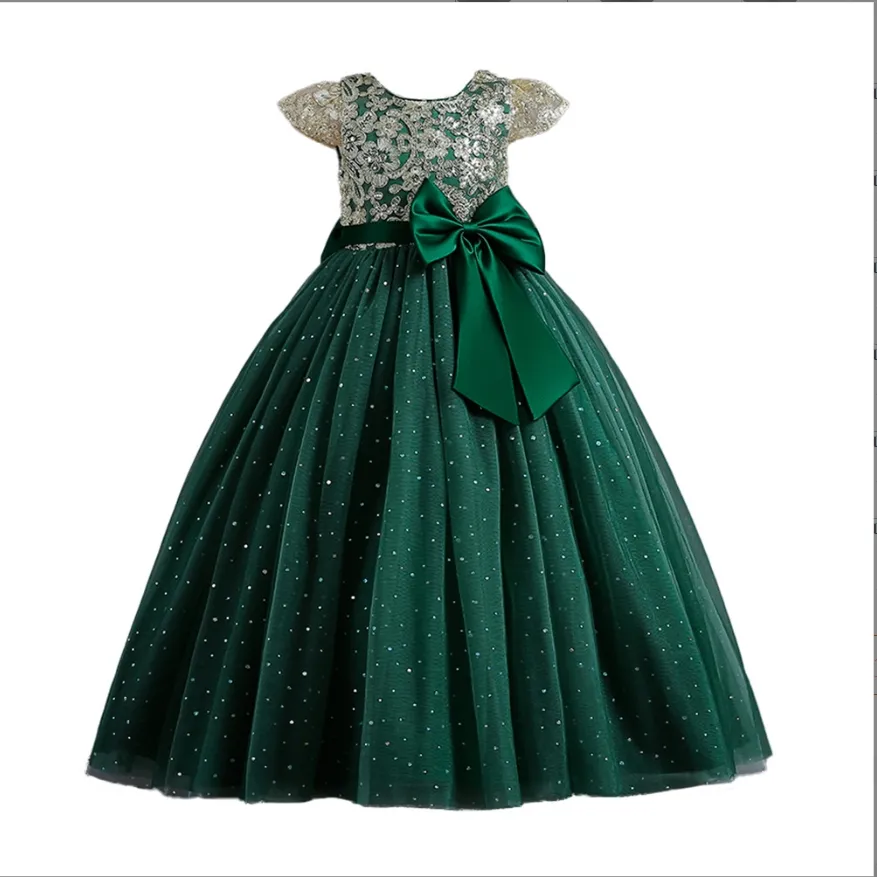 Filles Joyeux Noël Mariage Vêtements de Noël Gâteau Coloré Jupe Bouffante Fille Robe 5T Fleur Cérémonie Boule Dentelle Tulle Tissu