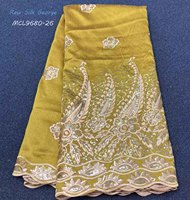 Tissus africains George Wrappers Nigeria, maille écologique, dentelle florale brodée de paillettes