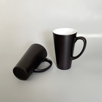 Tasses à café en céramique extra larges Tasses à thé en porcelaine de grande taille avec Halder Tasses en céramique noir mat en vrac
