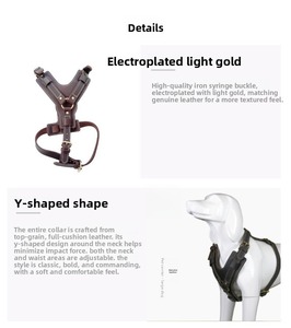 Großhandel Robustes <span class=keywords><strong>Leder</strong></span>-Hundegeschirr Y-förmig Anti-Würge-Brustgurt 4mm Dickes Echtes Rindsleder für Große Rassen - Product Image 3