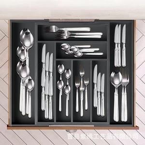 <b>Kitchen</b> Drawer Organizer Wooden Cutlery <b>Storage</b> <b>Box</b> With Compartments For Knife Spoon Fork Holder Rectangular Standing Type - Product Image 3