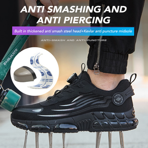 Scarpe Antinfortunistiche da Uomo Nere con Punta in Acciaio Antiurto e Antiperforazione, Sportive, Alla Moda, Resistenti all'Usura per Lavoro Industriale. - Product Image 2