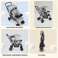 Poussette double pour jumeaux, pliable, dossier réglable, espace spacieux, freins, pour tout-petits de 0 à 3 ans, confortable