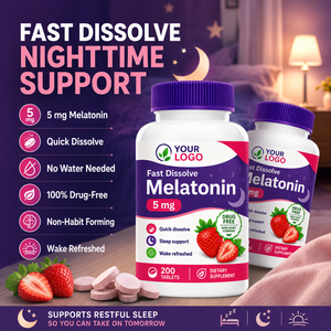 Comprimés de mélatonine en gros pour le sommeil, marque privée, bien-être nocturne, soutien en vrac, comprimés de mélatonine à la fraise marque privée - Product Image 5