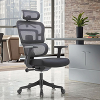 Fauteuil de bureau ergonomique moderne haut de gamme en tissu, avec accoudoirs réglables, base en aluminium et réglage pivotant