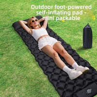 Matelas de couchage gonflable transfrontalier à pompe à pied, tente extérieure, anti-humidité, portable, en nylon 40D TPU ultraléger pour le camping