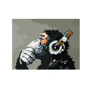 Verf Jongen Unieke Dier Digitale Schilderen Gorilla Luisteren Naar Het Lied Olieverfschilderij Ruimte Decoratie Schilderij Van Nummers