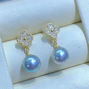SGARIT gros bijoux perle boucles d'oreilles pendantes 7-8mm 925 argent Sterling japon <span class=keywords><strong>Akoya</strong></span> naturel mer eau perle boucles d'oreilles goutte - Product Image 5