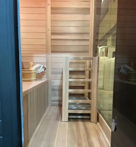 Sauna extérieur en bois massif de cèdre rouge pour 3-4 personnes, nouveau sauna extérieur de luxe haut de gamme, sauna carré noir, bien-être en plein air - Product Image 5