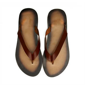 Sandalias de Cuero Genuino para Hombre, Estilo Vintage, Chanclas Deportivas, Pantuflas Planas de Piel de Vaca para Verano, Playa y Uso Casual - Product Image 5