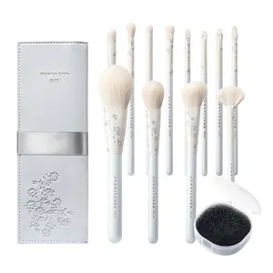 Factory Direct High Quality Makeup Cosmetic Make Up Set Korean Cosmetics 12pc White Silicone Face Makeup Brush