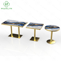 Tables de salle à manger de restaurant haut de gamme de style moderne HUALIN, en pierre frittée ou en verre, personnalisables avec des motifs