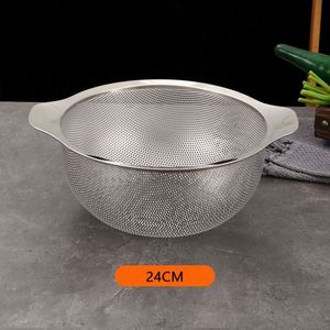 Cesta de drenaje de metal con asa, estilo japonés, de acero inoxidable 201 con filtro microporoso, para lavado de arroz, accesorio de cocina - Product Image 5