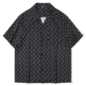 Custom Print Quick Dry Custom Cuban Collar Linen Short Sleeve Silk Button Up Down Bowling Men'S Hawaiian Shirts