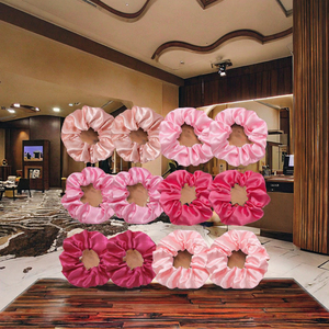 Vente en gros de bandeaux élastiques en tissu satiné pour femmes, avec logo personnalisé, couleurs assorties, 20 pièces/sac - Product Image 3