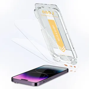 Premium Displays chutz folie aus gehärtetem Glas Easy Install Kit für iPhone 14 Pro Displays chutz folie Easy Applica tor Installation skit