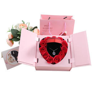 Boîtes en forme de cœur avec fleur, pour un desserts, grande fleur naturelle sèche en céramique naturelle, bijoux, gâteaux ou bonbons, boîte cadeau carrée - Product Image 4