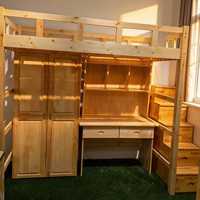 Lit superposé en pin massif de style moderne avec échelle de rangement ; lit superposé double en bois massif de conception traditionnelle