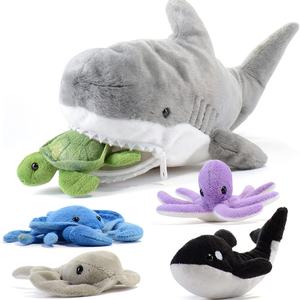 Jouets en peluche pour bébés personnalisés, écologiques et doux, animaux marins en peluche, maman, 5 pièces, oreiller requin, coton PP, couleur et taille personnalisables - Product Image 1