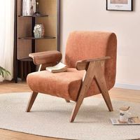 Chaise de canapé simple de style rustique français pour salon chaise longue moderne en velours doux avec bras en bois massif