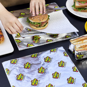 Custom Restaurant Printed Oil Proof Aluminum Foil <strong>Paper</strong> Honeycomb Deli <strong>Wrapping</strong> <strong>Paper</strong> Food Grade Burger Sandwich - Product Image 5