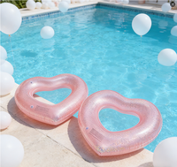 Bouée de natation gonflable en PVC en forme de cœur KLAND, très vendue, avec paillettes à l'intérieur, pour femmes