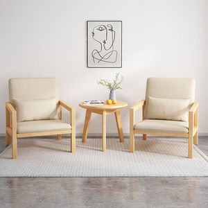 Fauteuil lounge en bois massif nordique 700x720x860mm avec table ronde pour la maison, le jardin et l'extérieur - Product Image 4