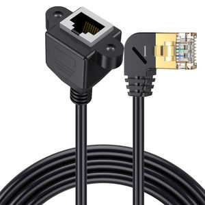 Câble <span class=keywords><strong>Ethernet</strong></span> LAN <span class=keywords><strong>Cat</strong></span> 8 <span class=keywords><strong>RJ45</strong></span> mâle vers femelle, montage sur panneau à vis, 8 broches, angle de 90 degrés gauche, droite, haut, bas, câble d'extension - Product Image 5