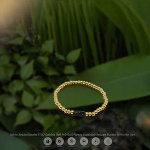 Fashion <b>Beaded</b> <b>Bracelet</b> 316L Stainless Steel PVD Gold Plating Sustainable Resistant <b>Bracelet</b> for Women <b>Men</b> - Product Image 3