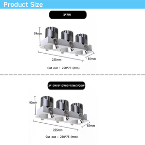 Downlight encastré LED réglable 3*12W AC85 265V Clips à ressort Blanc chaud Plafonnier <span class=keywords><strong>Spot</strong></span> d'éclairage intérieur carré pour la maison - Product Image 5