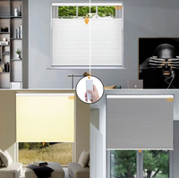 Cortinas opacas celulares inteligentes para dormitorio, sala de estar, persianas de batería con cable superior de abajo hacia arriba, persianas eléctricas horizontales integradas lisas