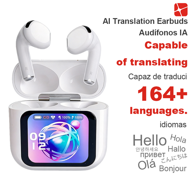 Custom Wallpaper Digital Display Open-Ear Smart Screen Earbuds AI Translation 16 Systems Languages