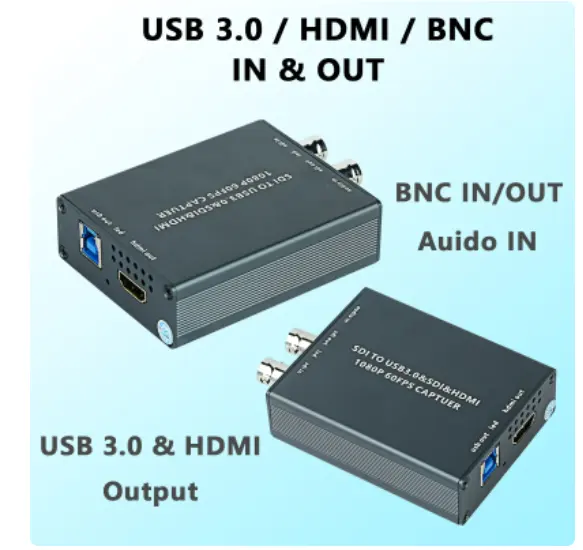 SDI to USB Capture Card HDMI Audio Video HDMI and SDI Loopout with HD USB3.0 1080P Output SDI Input Recorder Live Streaming