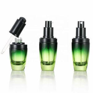 Yüksek kalite 30ml 50ml 100ml cam losyon şişe sprey basınç pompası cilt bakımı şişesi degrade yeşil cam 15g 30g kozmetik kavanoz - Product Image 6