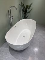 Baignoire autoportante moderne en acrylique, forme œuf, blanc brillant, ovale, pour hôtel et salle de bain à domicile