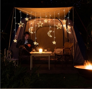 キラキラ光る<span class=keywords><strong>LED</strong></span>フェアリーライト ラマダン クリスマスデコレーション ホリデー照明 月と星の形 カーテンストリングライト ガーデン・お部屋用 - Product Image 5