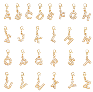 진주 장식 금 합금 알파벳 참 펜던트 목걸이 팔찌 열쇠고리 제작 및 가방 신발 장식용 - Product Image 1