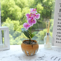 Mini orchidée artificielle Phalaenopsis à cinq fleurs en pot unique, faite à la main, en forme de boule, fleurs décoratives de Noël