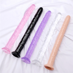 Scatola personalizzata gratuita-Super lungo realistico cinturino del pene su dildo con ventosa tazza di gelatina morbida per lesbiche G Spot Sex Toy - Product Image 4