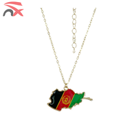 Chaîne de cadeau de mode personnalisée en acier inoxydable plaqué émaillé drapeau afghan carte chaîne pendentif collier