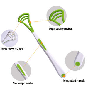 منظف لسان رأس صغير مخصص مكشط لسان بلاستيكي بمطاط سيليكون للتنفس الطازج - Product Image 6