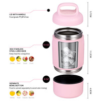 Boîte isotherme en acier inoxydable 316L 2 en 1, boîte à lunch thermique sous vide, boîte à lunch étanche pour l'école, le bureau, les enfants, les adultes