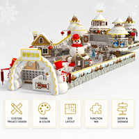 Aire de jeux intérieure d'aventure hivernale personnalisée avec château à plusieurs niveaux, toboggan tubulaire, zones de jeu en mousse souple et caractéristiques de parc d'attractions
