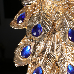 China Fabriek Producten Hars Ambachtelijke Kleine Dieren Sculptuur Bruiloft Vogel Pauw Voor Huisdecoratie - Product Image 3