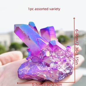 Cụm tinh thể thạch anh Aura tự nhiên mạ điện bán buôn, nhiều màu sắc, trang trí nhà cửa, với ánh sáng Aura tuyệt đẹp, khoảng 3-4 cái/kg - Product Image 2