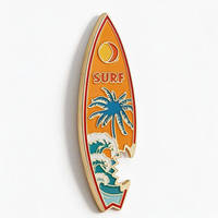 Ouvre-bouteille personnalisé en forme de planche de surf orange, émaillé, thème plage et surf, souvenir cadeau