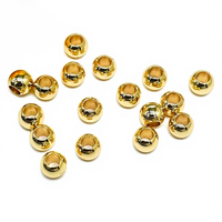 Perles d'espacement rondes en laiton plaqué or 18 carats, à grand trou, pour la fabrication de bracelets et colliers DIY - Vente en gros