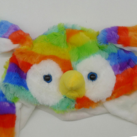 En gros, Chapeau en peluche Hibou Arc-en-ciel avec oreilles mobiles, Chapeau animal interactif en fausse fourrure douce, Bonnets de protection auditive pour fêtes et événements en gros
