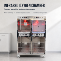 Chambre à oxygène vétérinaire, cage à quatre compartiments, acier inoxydable 304, chauffage infrarouge, boîte moderne pour animaux de compagnie