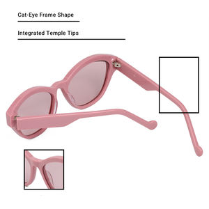 Dayanıklı Vintage Oval Şekilli Düz Renkler UV400 CR39 Dayanıklı Lens Uyumlu Parlak Asetat El Yapımı Güneş Gözlüğü - Product Image 4